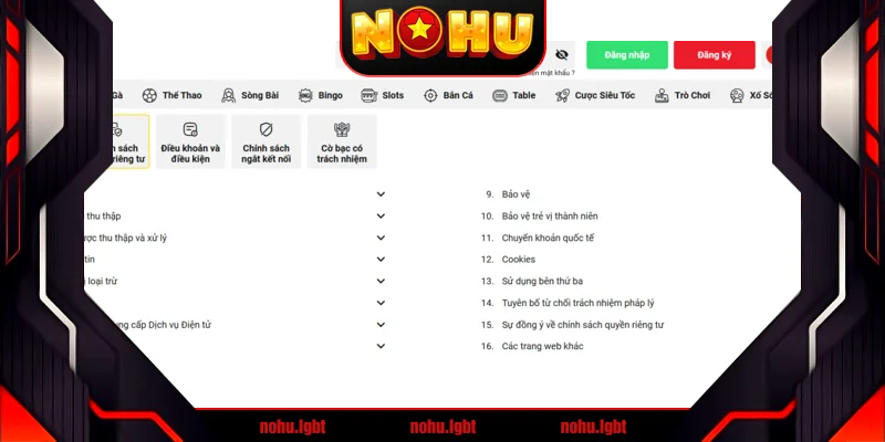 Nội dung chính của Chính sách bảo mật Betvisa